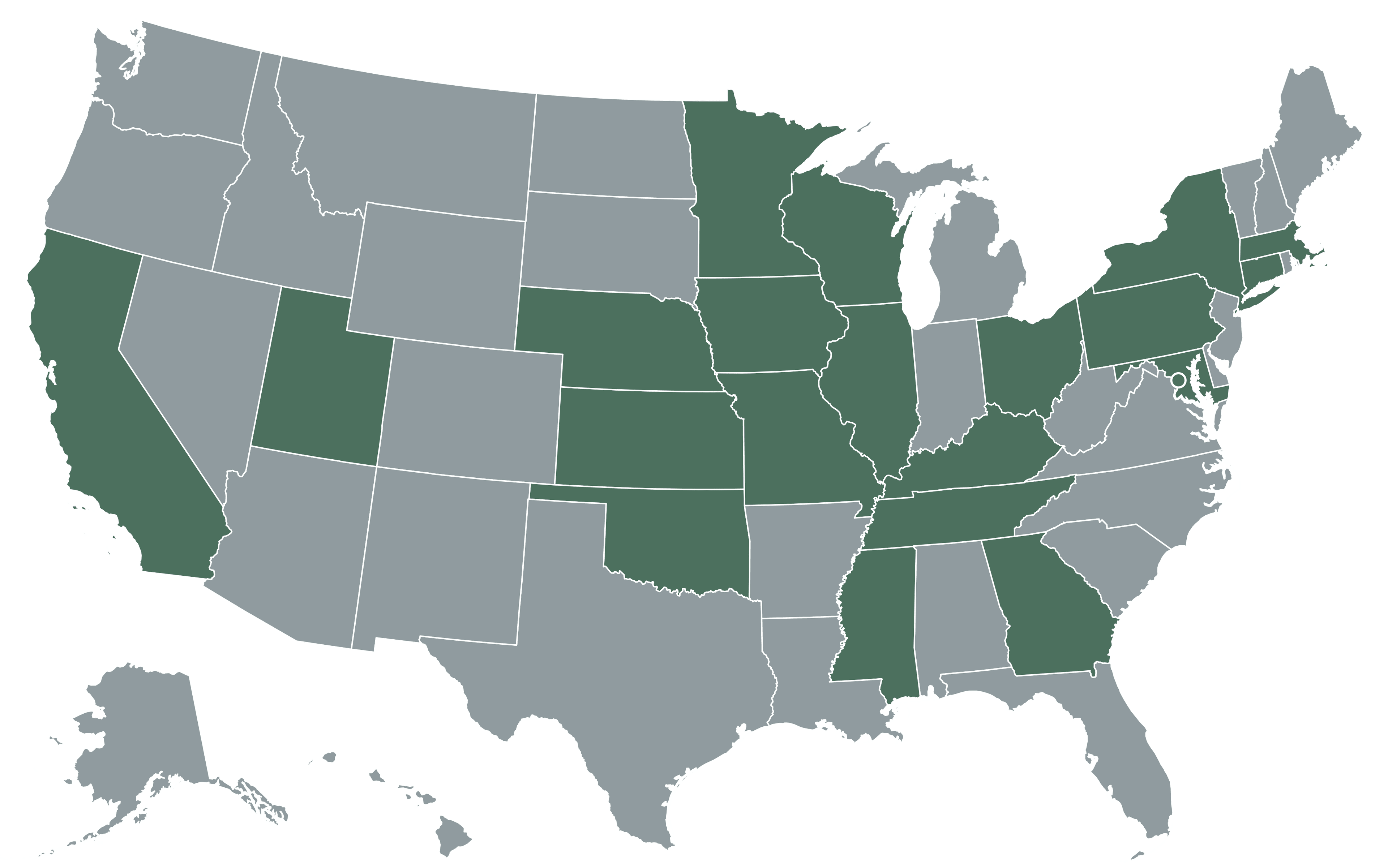 Map showing Standpoint Consulting client reach across the United States